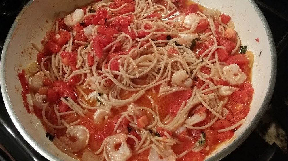 Tag shrimp and pasta